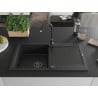 Mexen Leo chiuvetă de granit cu 1 compartiment cu scurgător 900 x 500 mm, negru, sifon negru - 6501901010-77-B
