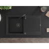 Mexen Leo gránit mosogató 1 medencével, csepegtetővel, 900 x 500 mm, fekete, fekete szifon - 6501901010-77-B