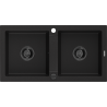 Mexen Mario 2-medencés gránit mosogató 820 x 436 mm, Fekete, szifon Fekete - 6504822000-77-B