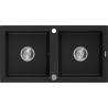 Mexen Mario chiuvetă de granit cu 2 compartimente 820 x 436 mm, negru, sifon crom - 6504822000-77