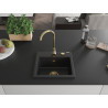 Mexen Milo chiuvetă de granit cu 1 cuvă 435 x 410 mm, neagră, sifon auriu - 6505441000-77-G