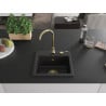 Mexen Milo chiuvetă din granit cu 1 compartiment 435 x 410 mm, negru, sifon auriu - 6505441000-77-G