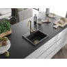 Mexen Milo 1-medencés gránit mosogató 435 x 410 mm, Fekete, szifon Arany - 6505441000-77-G