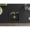 Mexen Milo 1-medencés gránit mosogató 435 x 410 mm, Fekete, szifon Arany - 6505441000-77-G