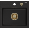 Mexen Milo 1-medencés gránit mosogató 435 x 410 mm, fekete, arany szifon - 6505441000-77-G