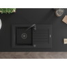 Mexen Pablo 1-medencés gránit mosogató csepegtetővel 752 x 436 mm, fekete, fekete szifon - 6510751010-77-B