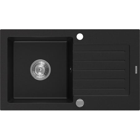 Mexen Pablo chiuvetă de bucătărie din granit cu 1 compartiment și scurgător 752 x 436 mm, negru, sifon crom - 6510751010-77