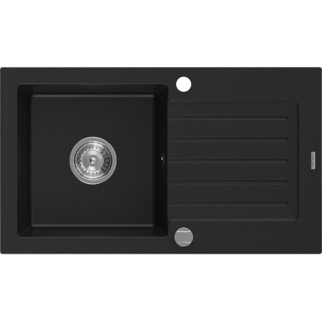 Mexen Pablo chiuvetă de bucătărie din granit cu 1 compartiment și scurgător 752 x 436 mm, negru, sifon cromat