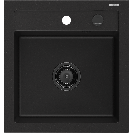 Mexen Vito chiuvetă de bucătărie granit 1-cu o cuvă 520 x 490 mm, negru, sifon negru - 6503521000-77-B