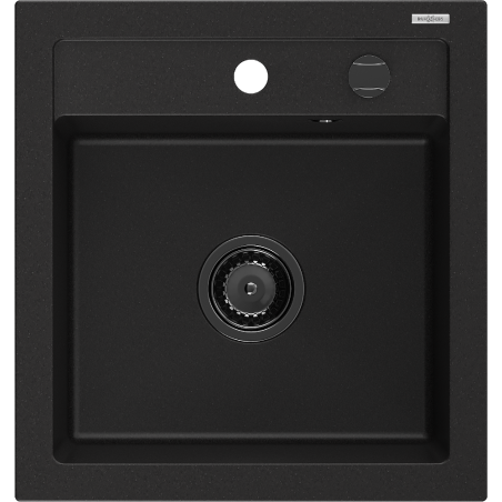 Mexen Vito chiuvetă de granit cu 1 cameră, 520 x 490 mm, negru, sifon negru - 6503521000-77-B