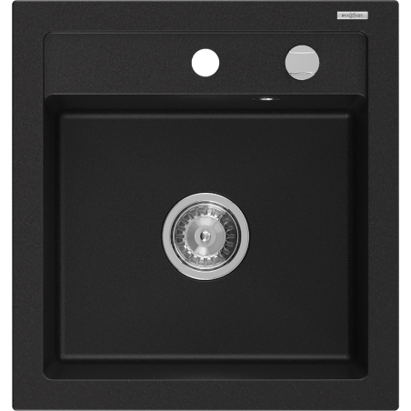 Mexen Vito chiuvetă din granit cu 1 compartiment 520 x 490 mm, negru, sifon cromat - 6503521000-77