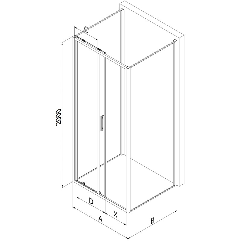 Mexen Exo-S 3S 3-falú tolóajtós zuhanykabin 160 x 100 cm, átlátszó, króm - 8151-160-100-01-00-3S