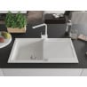 Mexen Leo chiuvetă de granit cu 1 compartiment cu scurgător și baterie de bucătărie Rita, alb - 6501-20-670300-20