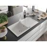 Mexen Leo chiuvetă de granit cu 1 compartiment cu scurgător și baterie de bucătărie Rita, alb - 6501-20-670300-20