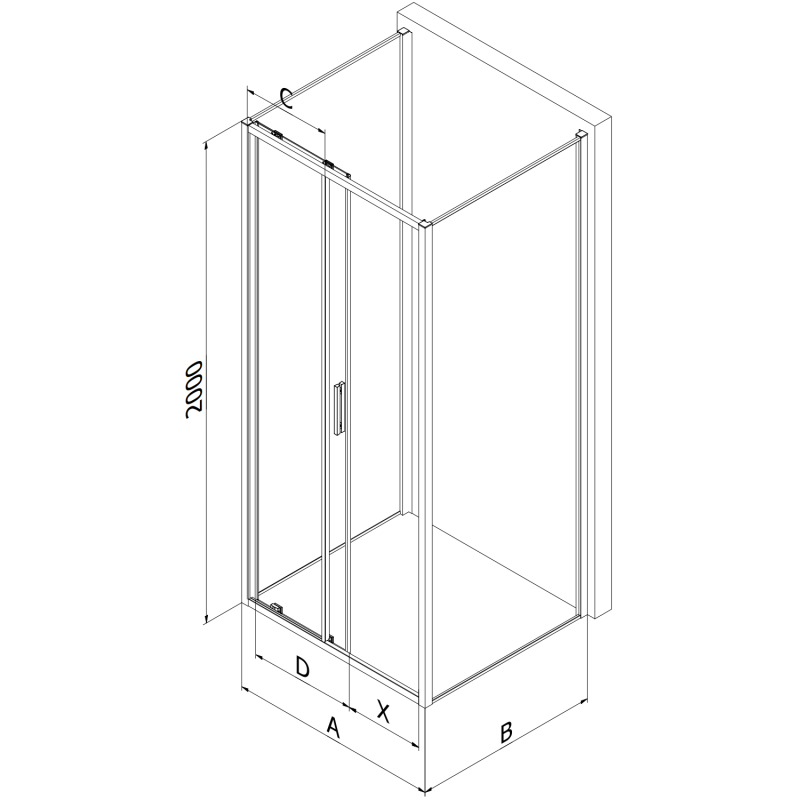 Mexen Exo-3S cabina de duș cu 3 pereți, glisantă 160 x 80 cm, transparentă, aurie - 8151-160-080-50-00-3S