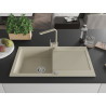 Mexen Leo chiuvetă de granit cu 1 compartiment cu scurgător și baterie de bucătărie Rita, bej - 6501-69-670300-69