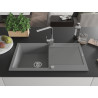 Mexen Leo chiuvetă de granit cu 1 compartiment, cu picurător și baterie de bucătărie Rita, gri - 6501-71-670300-00