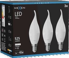 Mexen Nova 3x Bec LED flacără E14, C37, 5W, Neutru - 4000K, 525 lm - L106-E14-0540-01x03