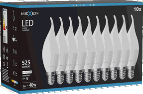 Mexen Nova 10x Bec LED flacără E14, C37, 5W, Neutru - 4000K, 525 lm - L106-E14-0540-01x10