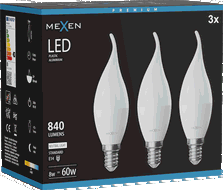 Mexen Nova 3x Bec LED lumânare E14, C37, 8W, Neutrală - 4000K, 840 lm - L106-E14-0840-01x03