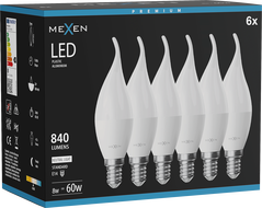 Mexen Nova 6x Bec LED lumânare E14, C37, 8W, Neutru - 4000K, 840 lm - L106-E14-0840-01x06