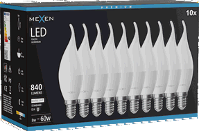 Mexen Nova 10x Bec LED tip flacără E14, C37, 8W, Neutru - 4000K, 840 lm - L106-E14-0840-01x10