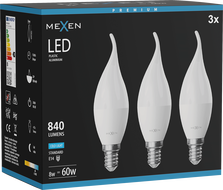 Mexen Nova 3x LED izzó gyertya E14, C37, 8W, Hideg - 6500K, 840 lm - L106-E14-0865-01x03