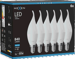Mexen Nova 6x Bec LED tip flacără E14, C37, 8W, Rece - 6500K, 840 lm - L106-E14-0865-01x06