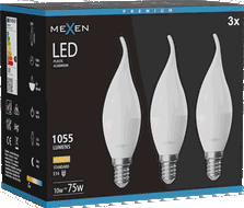 Mexen Nova 3x Bec LED tip lumânare E14, C37, 10W, Cald - 3000K, 1055 lm - L106-E14-1030-01x03