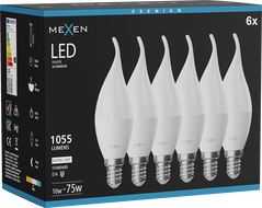 Mexen Nova 6x LED gyertyalámpa E14, C37, 10W, Semleges - 4000K, 1055 lm - L106-E14-1040-01x06