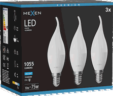 Mexen Nova 3x Bec LED flacără E14, C37, 10W, Rece - 6500K, 1055 lm - L106-E14-1065-01x03