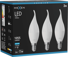 Mexen Nova 3x LED gyertyaégő E14, C37, 10W, Hideg - 6500K, 1055 lm - L106-E14-1065-01x03