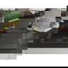 Chiuvetă de granit Mexen Leo cu o cuvă, cu picurător și baterie de bucătărie Rita, negru/auriu metalic - 6501-75-670300-50-B