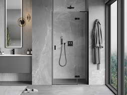 Mexen Mist-H L ușă de duș rabatabilă dreapta 70 cm, transparentă, neagră - 8A5L-070-000-70-00-P