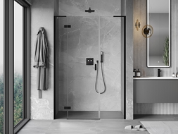 Mexen Mist-H L zuhanyajtó nyíló bal 125 cm, áttetsző, fekete - 8A5L-125-001-70-00-L