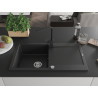 Mexen Leo gránit mosogató egyrekeszes, csepegtetővel és Rita konyhai csapteleppel, fekete - 6501-77-670300-70