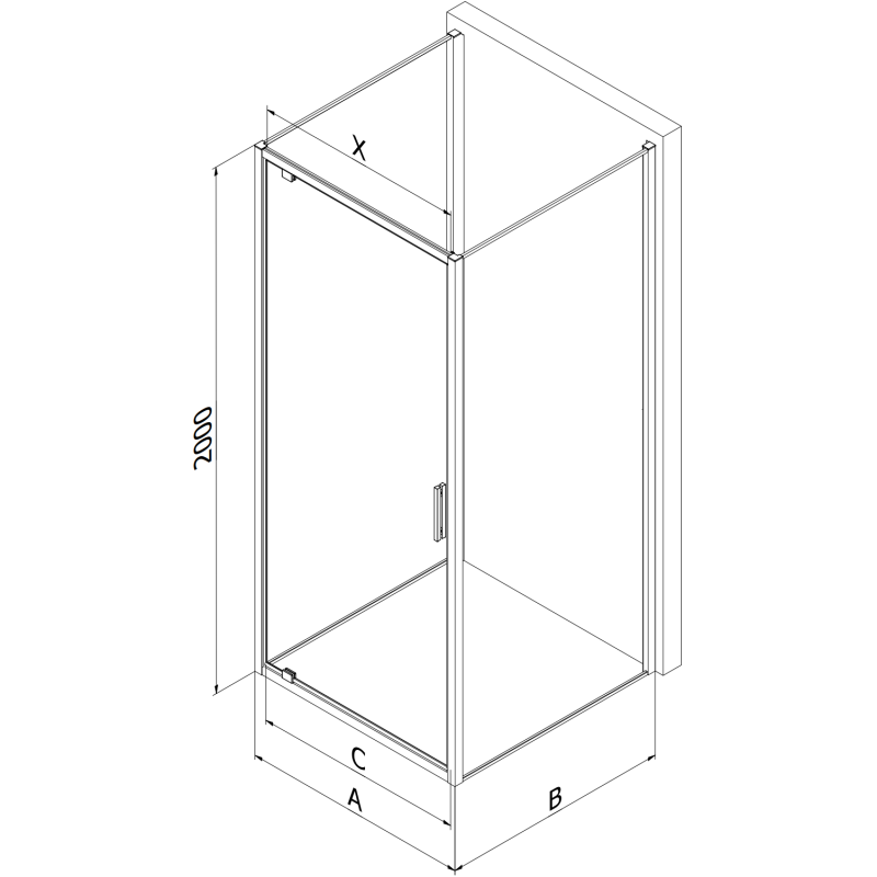 Mexen Exo-3S cabina de duș cu 3 pereți batantă 85 x 70 cm, transparentă, crom - 8181-085-070-01-00-3S