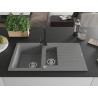 Mexen Matias chiuvetă de granit cu 1,5 cuve, cu scurgător și baterie de bucătărie Rita, gri - 6502-71-670300-70