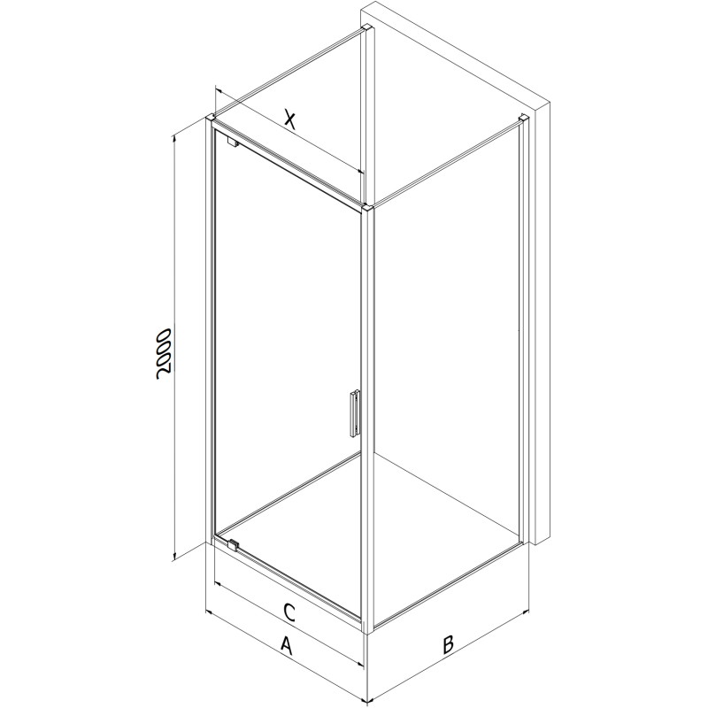 Mexen Exo-BR 3S 3 oldalas nyíló zuhanykabin 95 x 110 cm, átlátszó, arany - 8181-095-110-50-00-3S