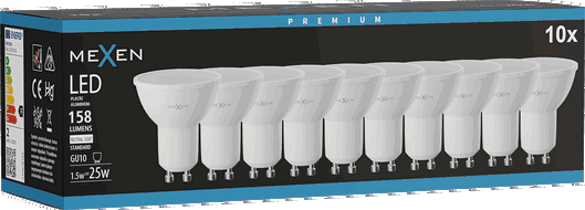 Mexen Nova 10x Bec LED GU10, 1,5W, Neutru - 4000K, 158 lm - L107-GU10-0140-01x10