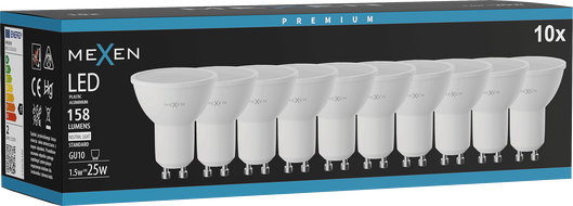 Mexen Nova 10x LED izzó GU10, 1,5W, Semleges - 4000K, 158 lm - L107-GU10-0140-01x10