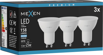 Mexen Nova 3x LED izzó GU10, 1,5W, Hideg - 6500K, 158 lm - L107-GU10-0165-01x03