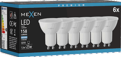 Mexen Nova 6x Bec cu LED GU10, 1,5W, Rece - 6500K, 158 lm - L107-GU10-0165-01x06