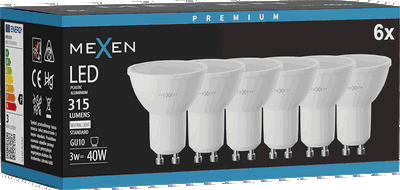 Mexen Nova 6x Bec LED GU10, 3W, Neutru - 4000K, 315 lm - L107-GU10-0340-01x06
