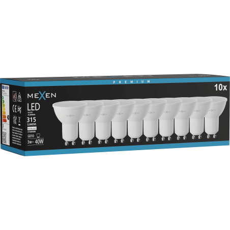Mexen Nova 10x Bec LED GU10, 3W, Neutru - 4000K, 315 lm - L107-GU10-0340-01x10
