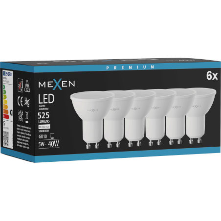 Mexen Nova 6x LED GU10 izzó, 5W, Semleges - 4000K, 525 lm - L107-GU10-0540-01x06