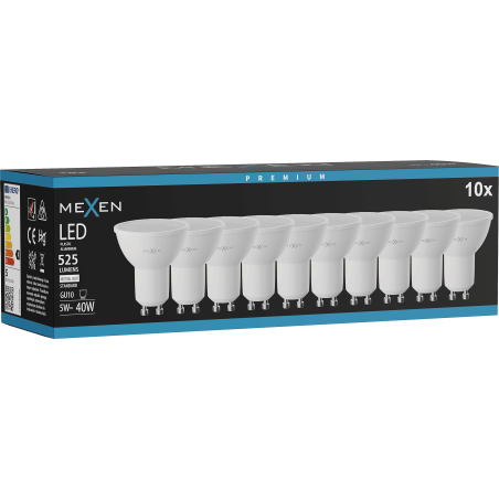 Mexen Nova 10x Bec cu LED GU10, 5W, Neutru - 4000K, 525 lm - L107-GU10-0540-01x10