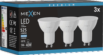 Mexen Nova 3x Bec LED GU10, 5W, Rece - 6500K, 525 lm - L107-GU10-0565-01x03