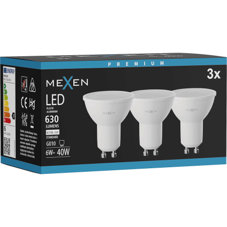 Mexen Nova 3x LED izzó GU10, 6W, Semleges - 4000K, 630 lm - L107-GU10-0640-01x03