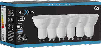 Mexen Nova 6x Bec LED GU10, 6W, Rece - 6500K, 630 lm - L107-GU10-0665-01x06